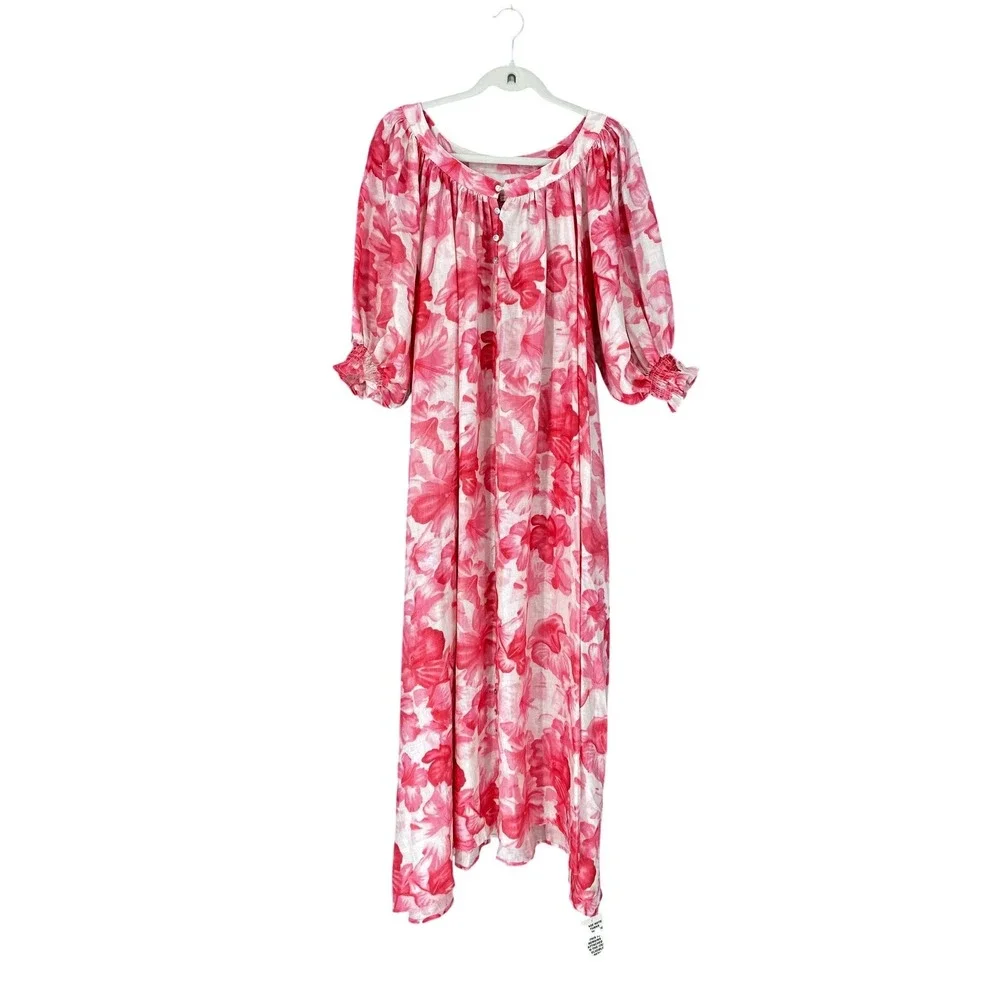 La Boheme Girls Camila Maxi Dress Aloha Pink Floral Button Front One Size NWT - Picture 6 of 16